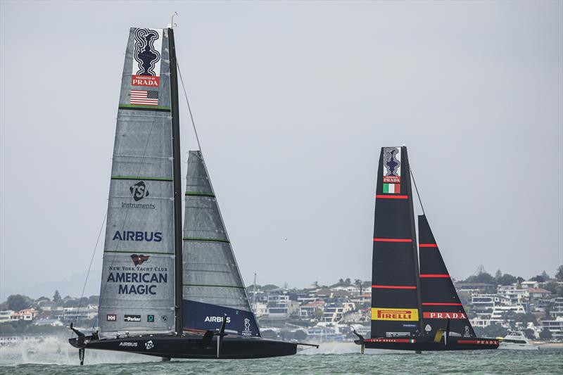 Luna Rossa Prada Pirelli vs New York Yacht Club American Magic on day 2 of PRADA ACWS Auckland - photo © COR36 / Studio Borlenghi