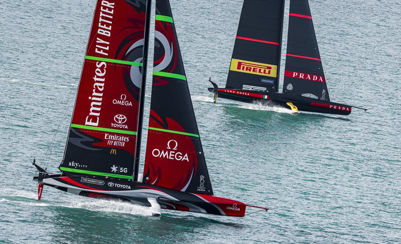 Emirates Team New Zealand vs Luna Rossa Prada Pirelli on day 3 of PRADA ACWS Auckland photo copyright COR36 / Studio Borlenghi taken at  and featuring the AC75 class