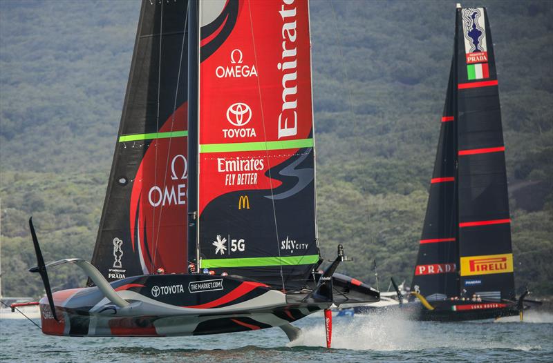 Emirates Team New Zealand vs Luna Rossa Prada Pirelli on day 3 of PRADA ACWS Auckland photo copyright COR36 / Studio Borlenghi taken at  and featuring the AC75 class