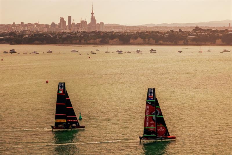 Emirates Team New Zealand vs Luna Rossa Prada Pirelli on day 3 of PRADA ACWS Auckland photo copyright Carlo Borlenghi taken at  and featuring the AC75 class