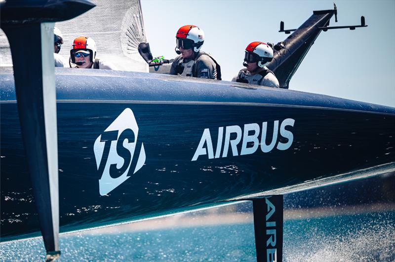 (l-r) Skipper Terry Hutchinson, Helmsman Dean Barker, Main trimmer Paul Goodison photo copyright American Magic / Sailing Energy taken at  and featuring the AC75 class