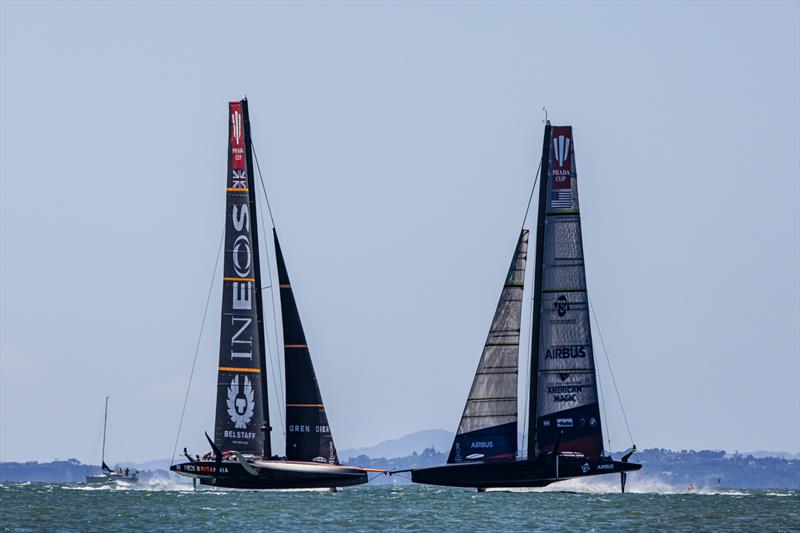 PRADA Cup Day 1: Round Robin 1 - New York Yacht Club American Magic vs INEOS TEAM UK photo copyright Sailing Energy / American Magic taken at  and featuring the AC75 class