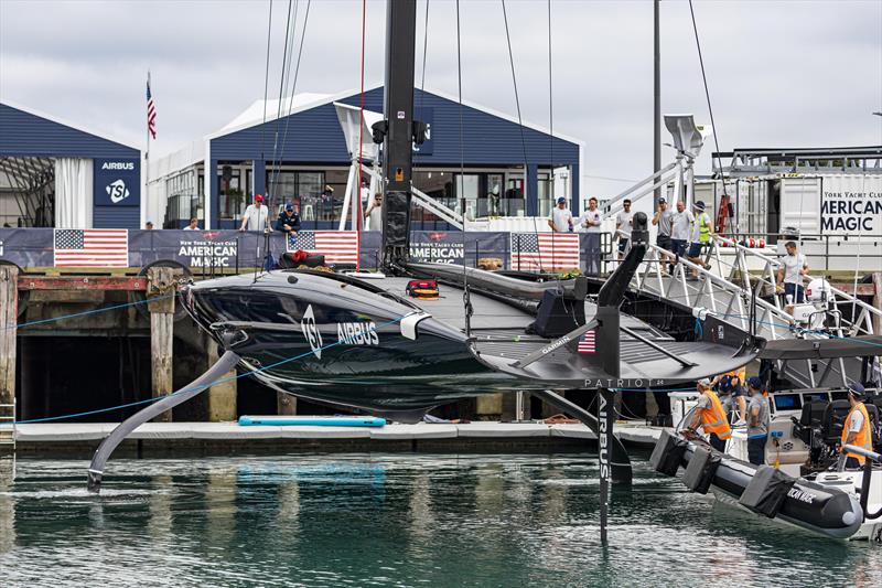 New York Yacht Club American Magic's PATRIOT is relaunched after her massive capsize and repairs - photo © COR36 / Studio Borlenghi