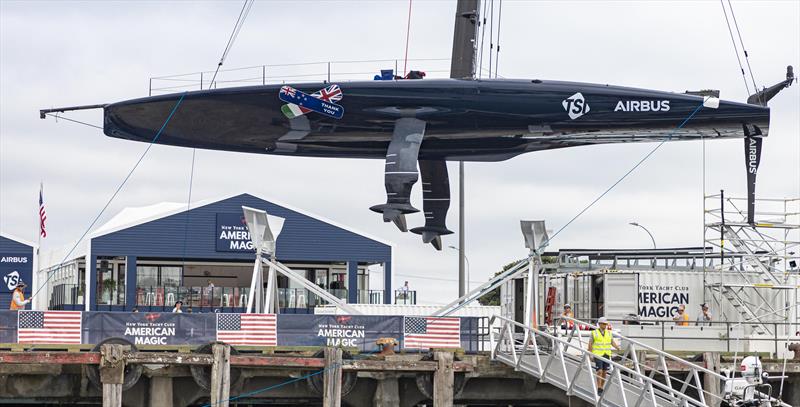 New York Yacht Club American Magic's PATRIOT is relaunched after her massive capsize and repairs - photo © COR36 / Studio Borlenghi