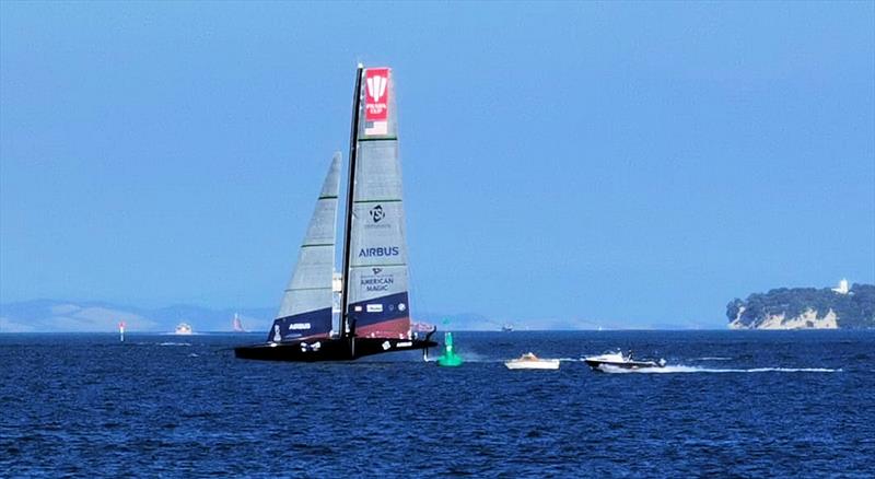 New York Yacht Club American Magic's PATRIOT back out on the water photo copyright Richard Gladwell / Sail-World.com taken at  and featuring the AC75 class