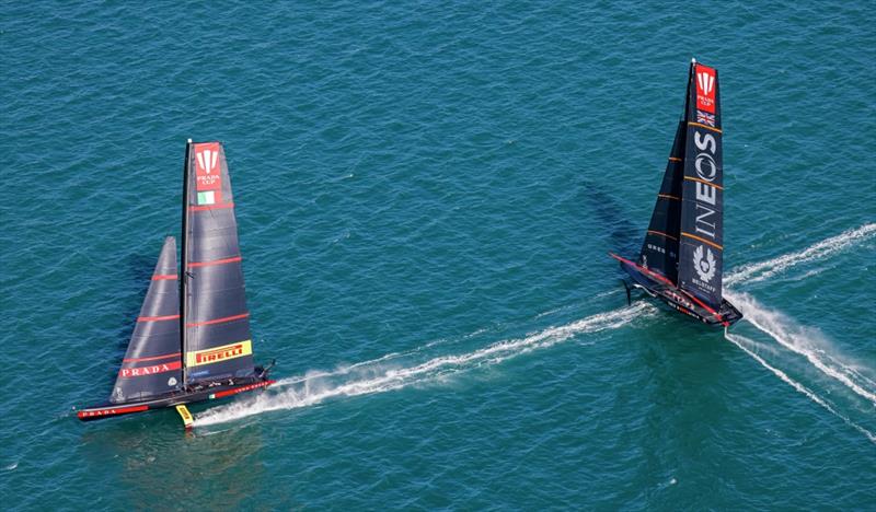 PRADA Cup Final day 1 - Luna Rossa Prada Pirelli and INEOS TEAM UK photo copyright COR36 / Studio Borlenghi taken at  and featuring the AC75 class