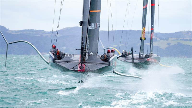 PRADA Cup Final day 2 - Tight match racing for Luna Rossa Prada Pirelli and INEOS TEAM UK photo copyright COR36 / Studio Borlenghi taken at  and featuring the AC75 class