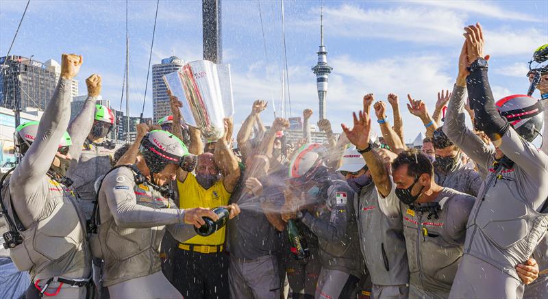 Luna Rossa Prada Pirelli team celebrate winning the PRADA Cup photo copyright COR36 / Studio Borlenghi taken at  and featuring the AC75 class