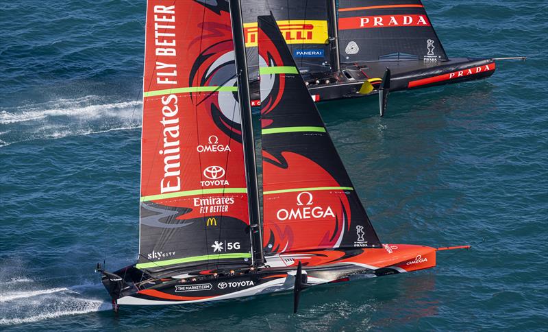 Emirates Team New Zealand and Luna Rossa Prada Pirelli set for the 36th America's Cup match photo copyright COR36 / Studio Borlenghi taken at  and featuring the AC75 class