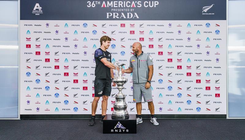 Peter Burling and Max Sirena on the eve of the 36th America's Cup match photo copyright COR36 / Studio Borlenghi taken at  and featuring the AC75 class