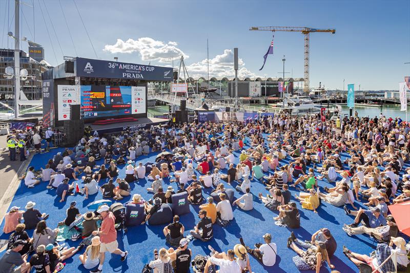 America's Cup match day 2 - great to see the crowds back photo copyright ACE / Studio Borlenghi taken at Royal New Zealand Yacht Squadron and featuring the AC75 class