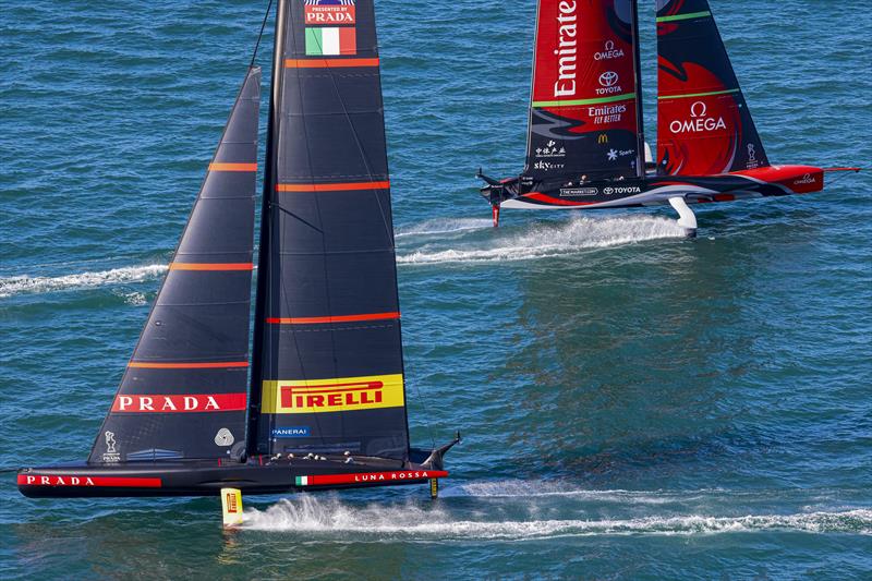 America's Cup match day 3 - Luna Rossa Prada Pirelli and Emirates Team New Zealand photo copyright ACE / Studio Borlenghi taken at Royal New Zealand Yacht Squadron and featuring the AC75 class