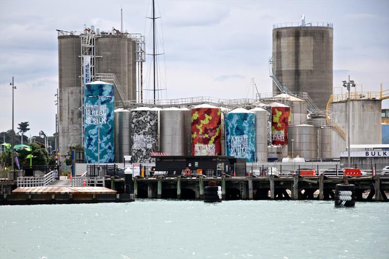 The Wynyard Point bases will back onto the decorated silo tanks - Wynyard Point, Auckland, New Zealand - photo © Richard Gladwell