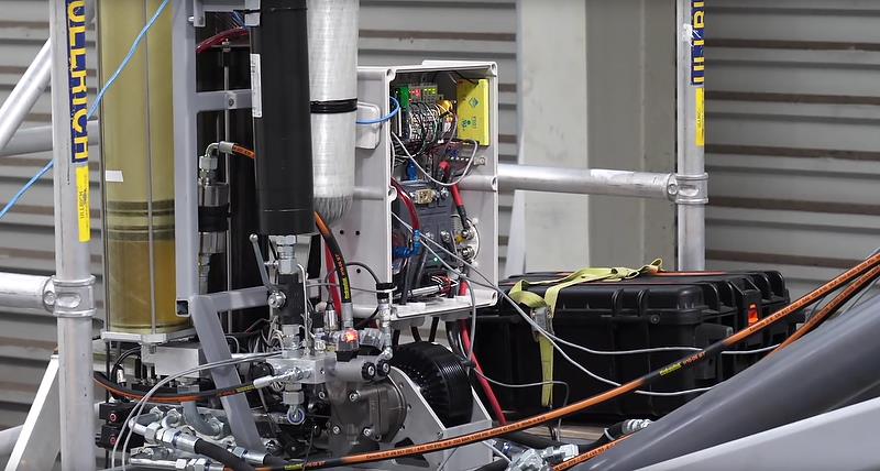 Close up of the control mechanism - Canting mechanism tested - Emirates Team New Zealand - Seotember 10,  2018 - photo © Emirates Team NZ