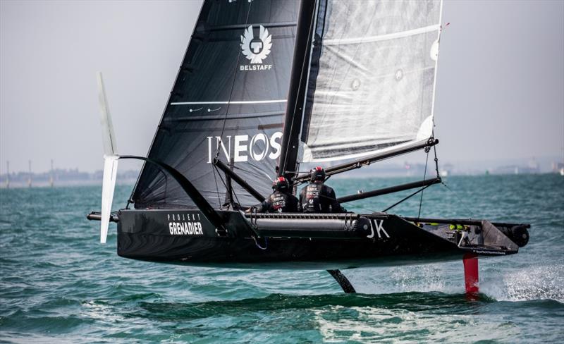 British Challenger for the America's Cup, INEOS TUK has launched its first test boat in the Solent T5 is a 28-foot foiling monohull, and has been significantly modified to match the fundamental parameters of the AC75, the class of boat that will contest t - photo © Harry KH / INEOS Team UK