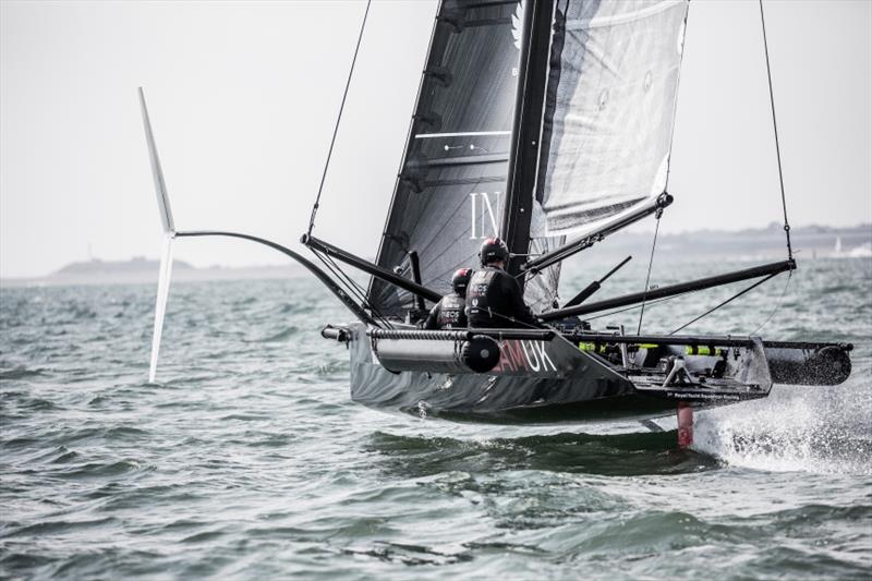 British Challenger for the America's Cup, INEOS TUK has launched its first test boat in the Solent T5 is a 28-foot foiling monohull, and has been significantly modified to match the fundamental parameters of the AC75, the class of boat that will contest t photo copyright Harry KH / INEOS Team UK taken at Royal Yacht Squadron and featuring the AC75 class