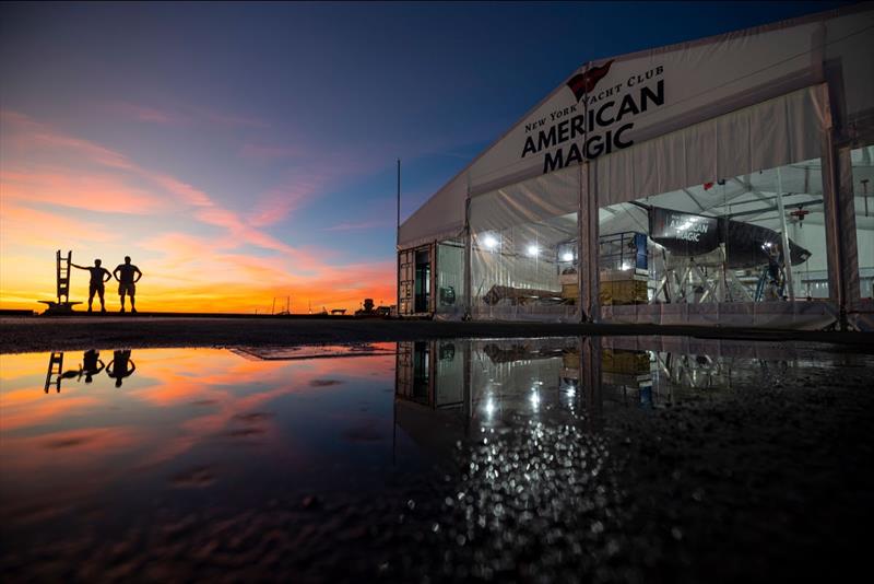 The Mule, American Magic's 38-foot test boat, rests at the team's winter base in Pensacola, Florida - photo © American Magic