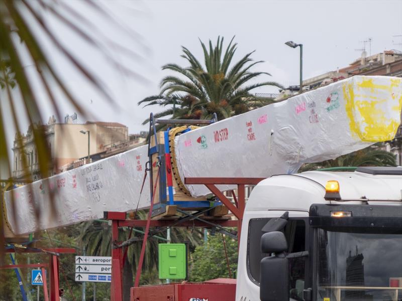 Luna Rossa's AC75 spar arrives in Cagliari, Sardinia - photo © Luna Rossa