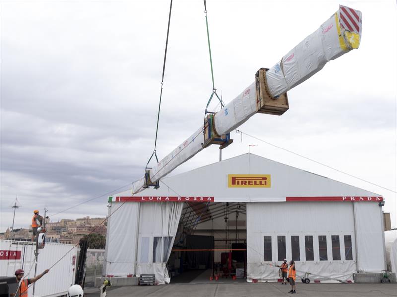 Luna Rossa's AC75 spar arrives in Cagliari, Sardinia photo copyright Luna Rossa taken at Circolo della Vela Sicilia and featuring the AC75 class