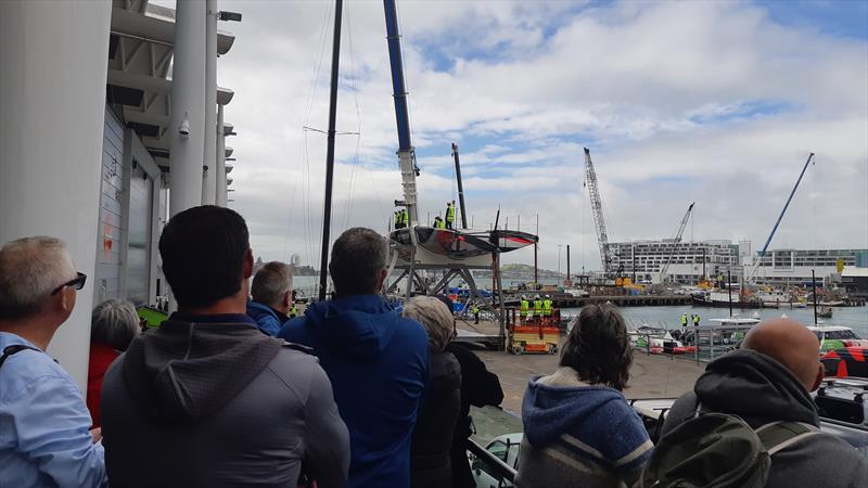 Emirates Team New Zealand AC75 is revealed for the first time in Auckland - Thursday September 5, 2019 photo copyright Television New Zealand taken at Royal New Zealand Yacht Squadron and featuring the AC75 class