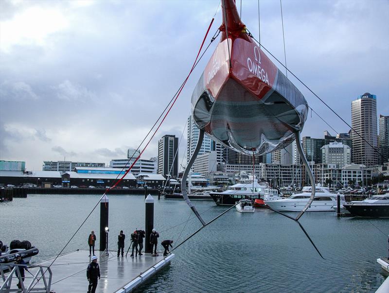 Emirates Team New Zealand launch the world's first AC75, Auckland, September 6, photo copyright Richard Gladwell taken at Royal New Zealand Yacht Squadron and featuring the AC75 class