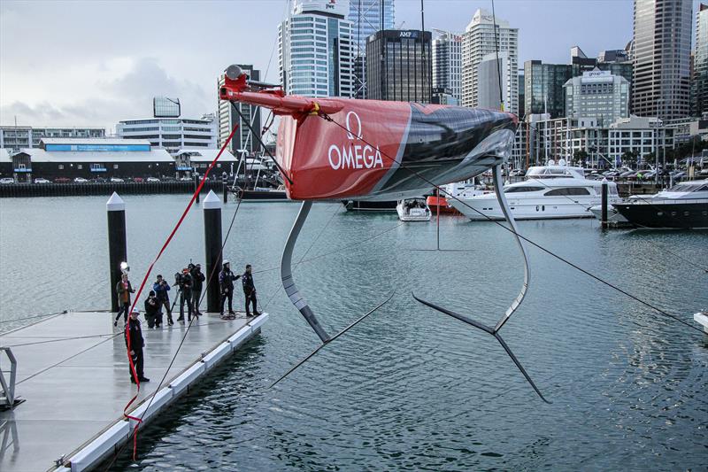 Emirates Team New Zealand launch the world's first AC75, Auckland, September 6, photo copyright Richard Gladwell taken at Royal New Zealand Yacht Squadron and featuring the AC75 class