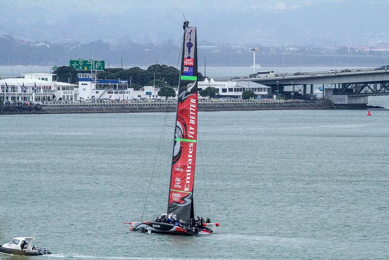 Emirates Team New Zealand - hoist mainsail - Auckland, September 11 , 2019 photo copyright Richard Gladwell taken at Royal New Zealand Yacht Squadron and featuring the AC75 class
