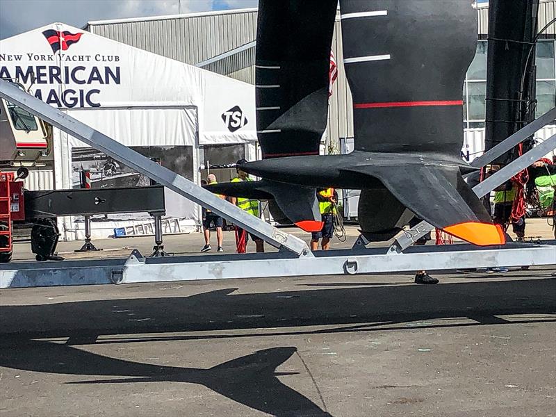 American Magic has taken a very different approach to Emirates Team NZ with their foil arms and foil wings. - September 13, photo copyright FareVela taken at New York Yacht Club and featuring the AC75 class