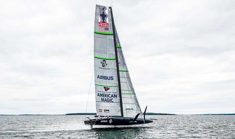 NYYC American Magic's s first AC75 sails for the first time at Newport RI photo copyright Amory Ross taken at New York Yacht Club and featuring the AC75 class
