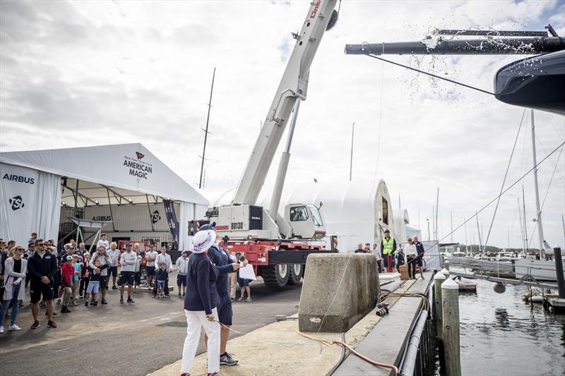 American Magic christens its first AC75 'Defiant', in front of friends and family. September 14, 2019 photo copyright Will Ricketson taken at New York Yacht Club and featuring the AC75 class