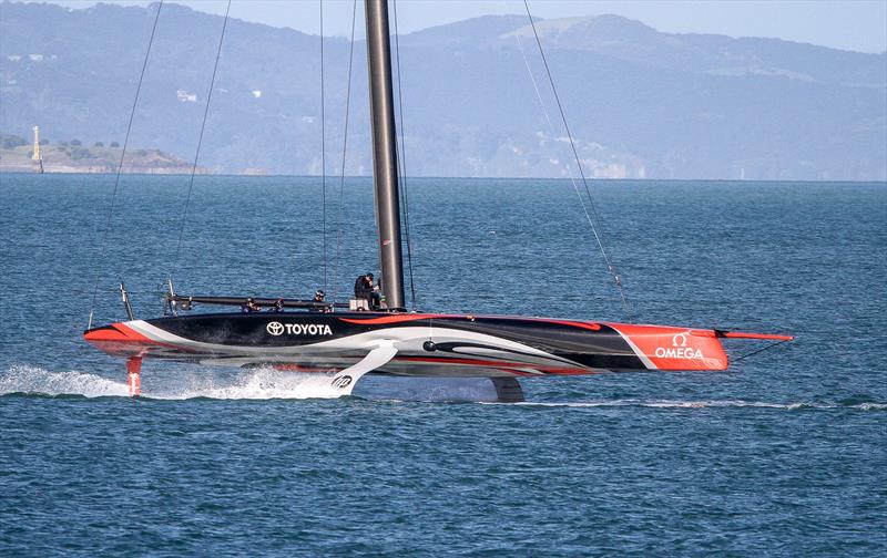 Emirates Team New Zealand - under tow after first days sailing - September 18, photo copyright Richard Gladwell taken at Royal New Zealand Yacht Squadron and featuring the AC75 class