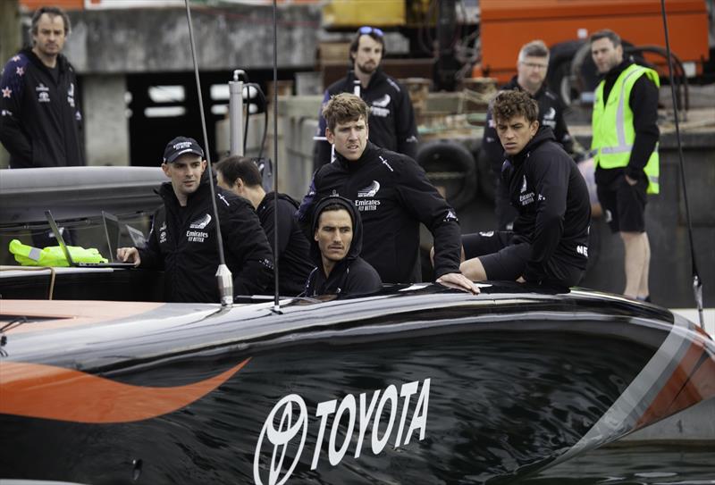 Nervous glances as Emirates Team New Zealand leaves the base to go sailing - Day 1, September 18, 2019 - photo © Emirates Team New Zealand