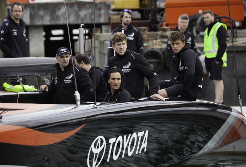 Nervous glances as Emirates Team New Zealand leaves the base to go sailing - Day 1, September 18, 2019 photo copyright Emirates Team New Zealand taken at Royal New Zealand Yacht Squadron and featuring the AC75 class