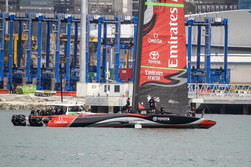 Emirates Team New Zealand - Deck sweeper mainsail - Waitemata Harbour - Day 3 - September 19, 2019 - photo © Richard Gladwell