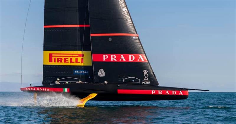 Luna Rossa Prada Pirelli sails their first AC75 off Sardinia, Italy photo copyright Luna Rossa taken at Circolo della Vela Sicilia and featuring the AC75 class