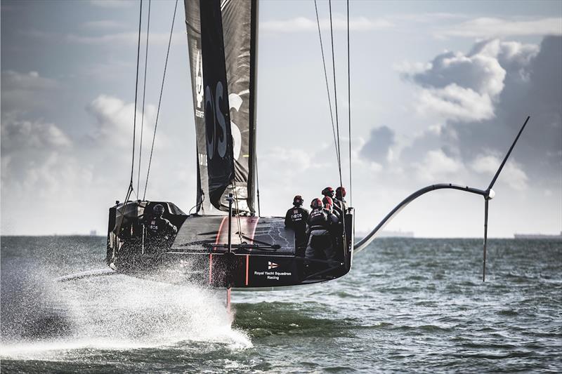 INEOS Team UK's AC75 Britannia foiling off Portsmouth, UK - photo © Harry KH / INEOS Team UK