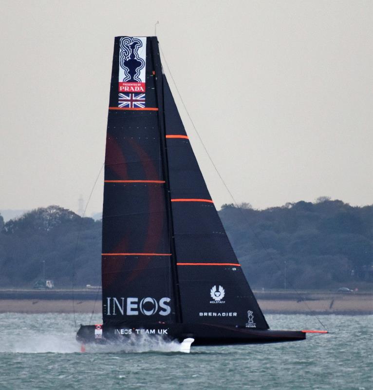 INEOS Team UK test sailing in the Solent - October 2019 photo copyright John Green taken at Gurnard Sailing Club and featuring the AC75 class