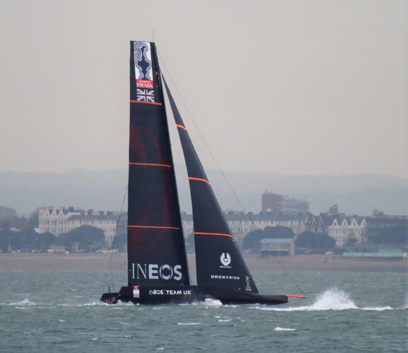 INEOS Team UK test sailing in the Solent - October 2019 photo copyright John Green taken at Gurnard Sailing Club and featuring the AC75 class