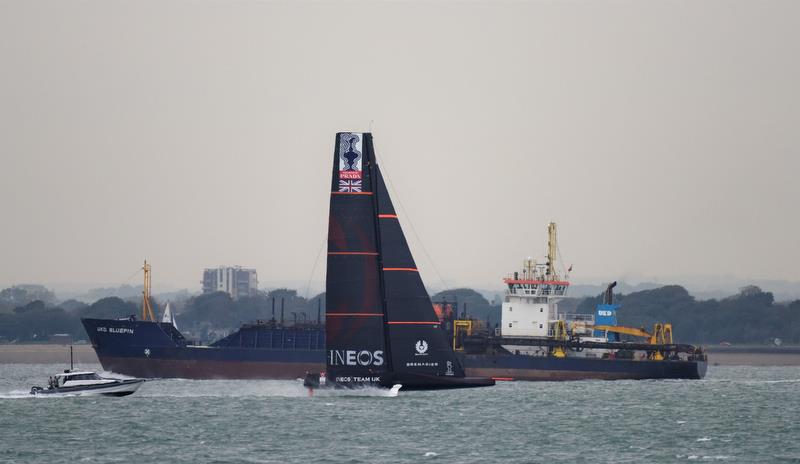 INEOS Team UK test sailing in the Solent - October 2019 photo copyright John Green taken at Gurnard Sailing Club and featuring the AC75 class