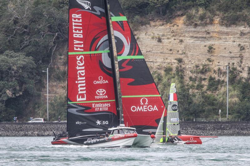 Emirates Team New Zealand gets amongst the 49ers ahead of the 2019 Hyundai World Championship - Waitemata Harbour - November 19, 2019 - photo © Richard Gladwell / Sail-World.com