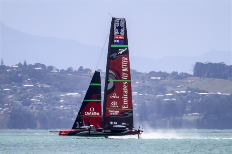 Te Aihe training in 'The Paddock` off Eastern Beach, Auckland - December 9, 2019 photo copyright Richard Gladwell / Sail-World.com taken at Royal New Zealand Yacht Squadron and featuring the AC75 class