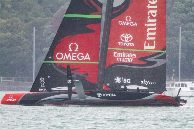 1. Te Aihe in displacement mode- Phases of Foiling - December 2019 photo copyright Richard Gladwell / Sail-World.com taken at Royal New Zealand Yacht Squadron and featuring the AC75 class