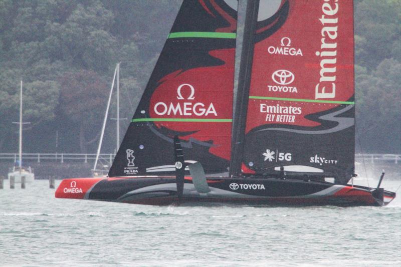 3. Te Aihe suffers a bit of a heavy hand on the foil control lifts the bow and sinks the transom slightly - Phases of Foiling - December 2019 - photo © Richard Gladwell / Sail-World.com