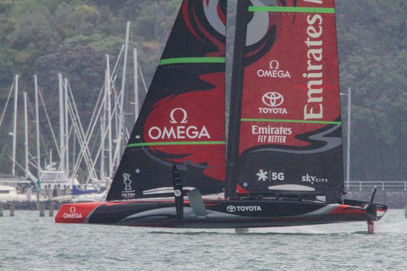 8. Te Aihe lifts completely clear - Phases of Foiling - December 2019 photo copyright Richard Gladwell / Sail-World.com taken at Royal New Zealand Yacht Squadron and featuring the AC75 class