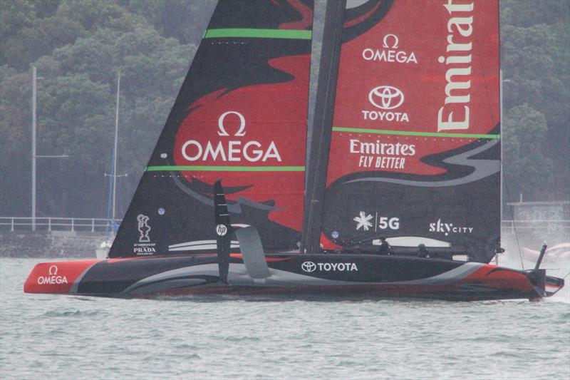 2. Te Aihe some lift generated from the rudder wing lifts transom slightly - Phases of Foiling - December 2019 photo copyright Richard Gladwell / Sail-World.com taken at Royal New Zealand Yacht Squadron and featuring the AC75 class