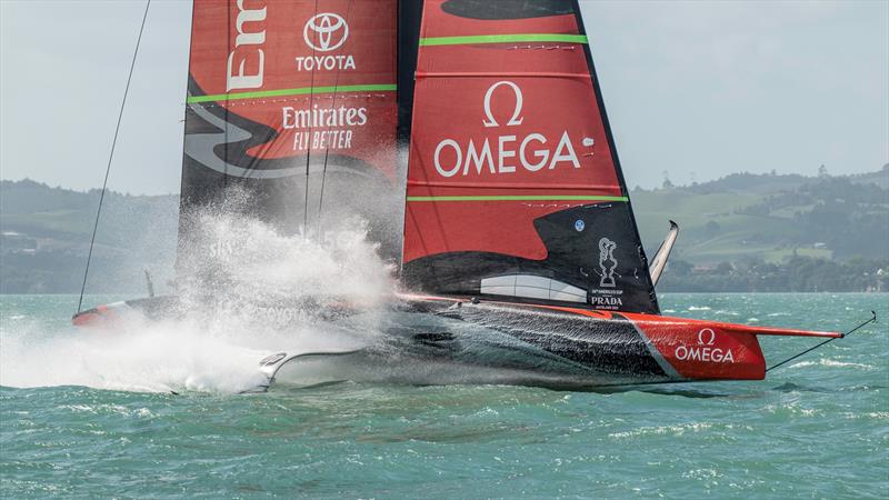 Te Aihe, Emirates Team New Zealand's first AC75 training in fresh conditions at The Paddock photo copyright Emirates Team New Zealand taken at Royal New Zealand Yacht Squadron and featuring the AC75 class