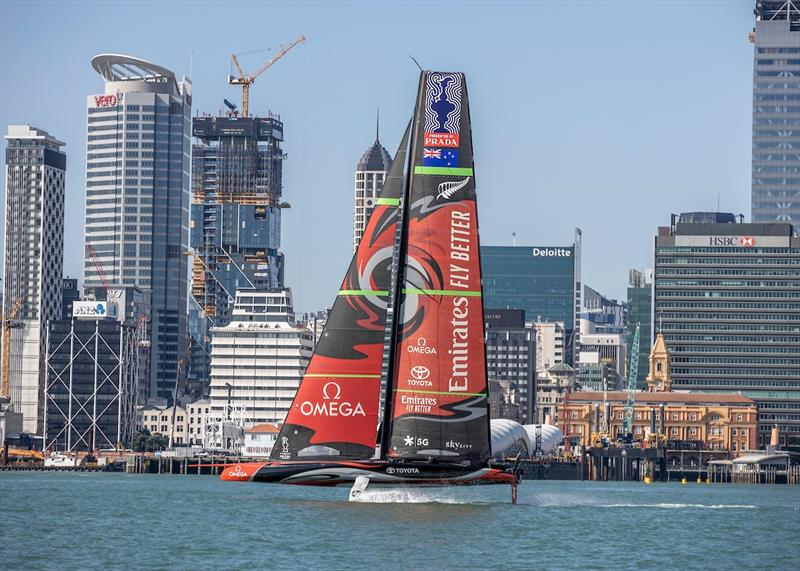 Te Aihe, Emirates Team New Zealand's first AC75 sailing in down town Auckland - photo © Emirates Team New Zealand