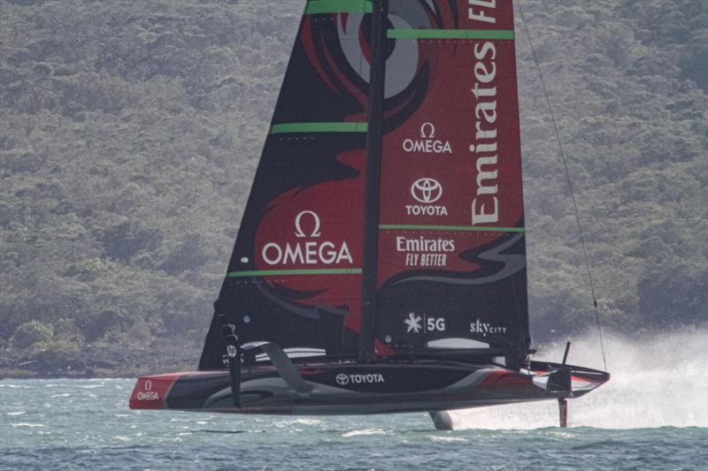 Emirates Team New Zealand's AC75 sailing at the entrance to the inner Waitemata Harbour - January 10, 2019 - photo © Richard Gladwell / Sail-World.com