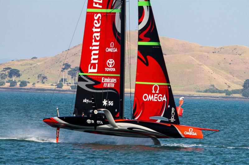 Emirates Team New Zealand sailing on Course C - the principal course for the 36th America's Cup - Waitemata harbour - January 15, 2020 photo copyright Richard Gladwell / Sail-World.com taken at Royal New Zealand Yacht Squadron and featuring the AC75 class