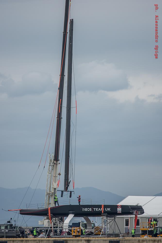 INEOS Team UK gets her mast stepped - Cagliari, Sardinia - January 20120 - photo © Alessandro Spiga